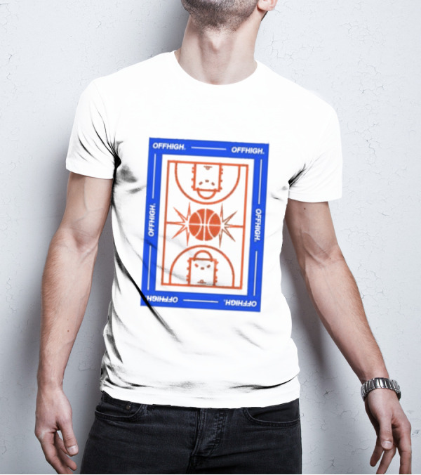 Offhigh Home White Basketball Court Blueprint T-Shirt