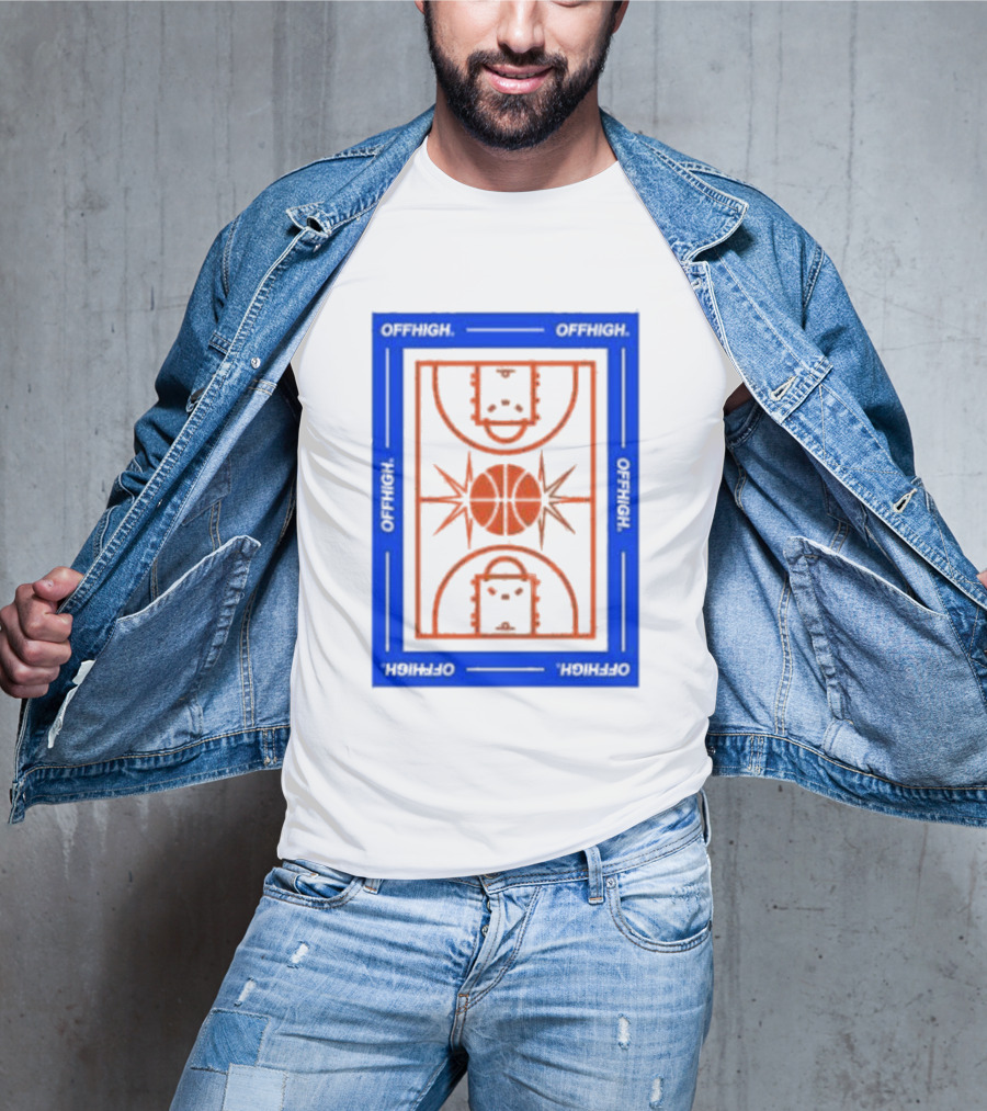 Offhigh Home White Basketball Court Blueprint T-Shirt
