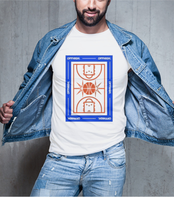 Offhigh Home White Basketball Court Blueprint T-Shirt
