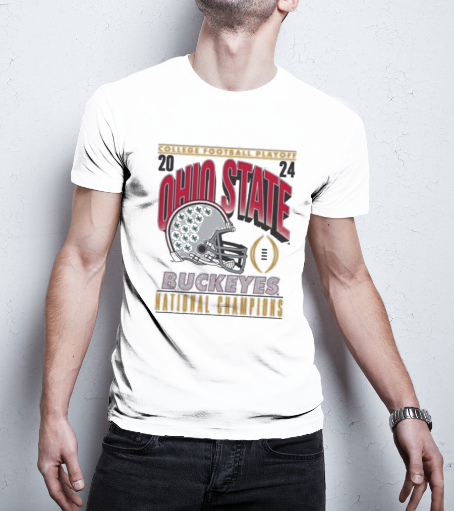 Ohio State Buckeyes 2024 College Football Playoff National Champions Helmet T-Shirt