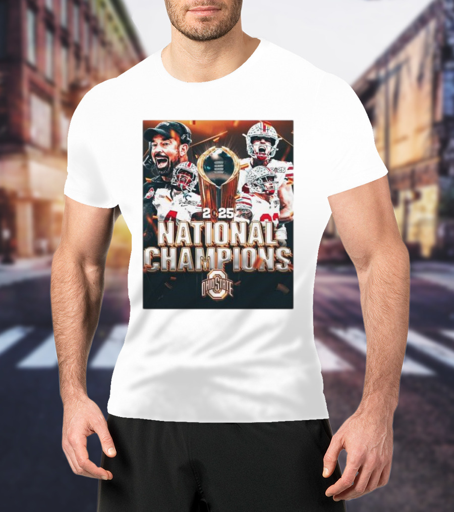 Ohio State Buckeyes 2025 National Champions CFP Football Trophy T-Shirt