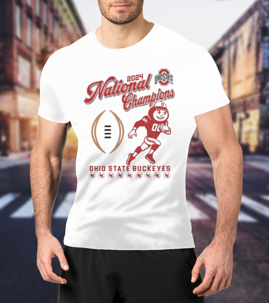 2024 National Champions Ohio State Buckeyes Football Playoff Mascot T-Shirt