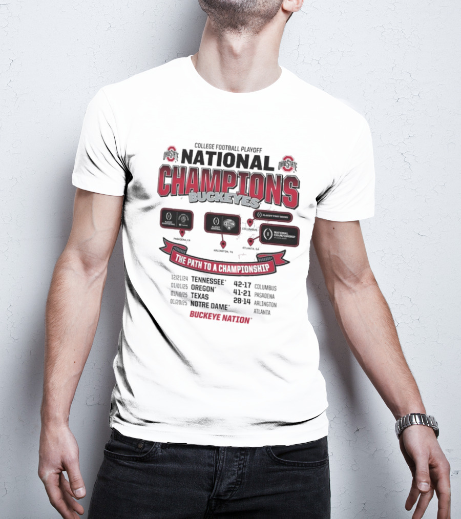 Ohio State Buckeyes 2024 National Champions The Path To A Championship Buckeye Nation T-Shirt