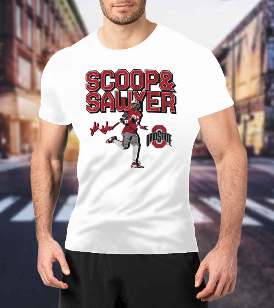 Ohio State Scoop And Sawyer Jack Sawyer Signature Buckeyes Football T-Shirt