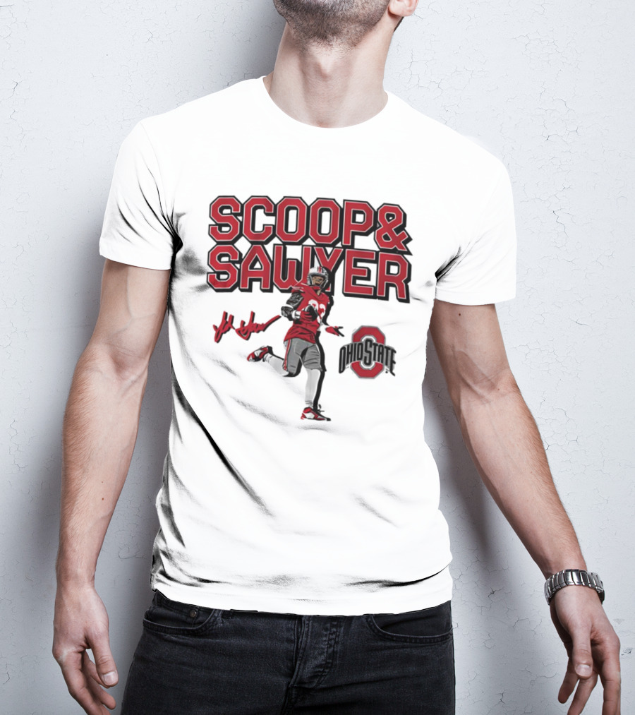 Ohio State Scoop And Sawyer Jack Sawyer Signature Buckeyes Football T-Shirt