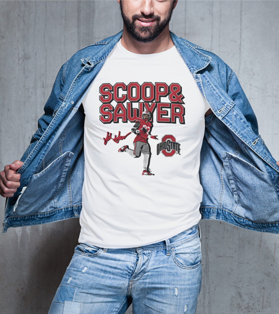 Ohio State Scoop And Sawyer Jack Sawyer Signature Buckeyes Football T-Shirt