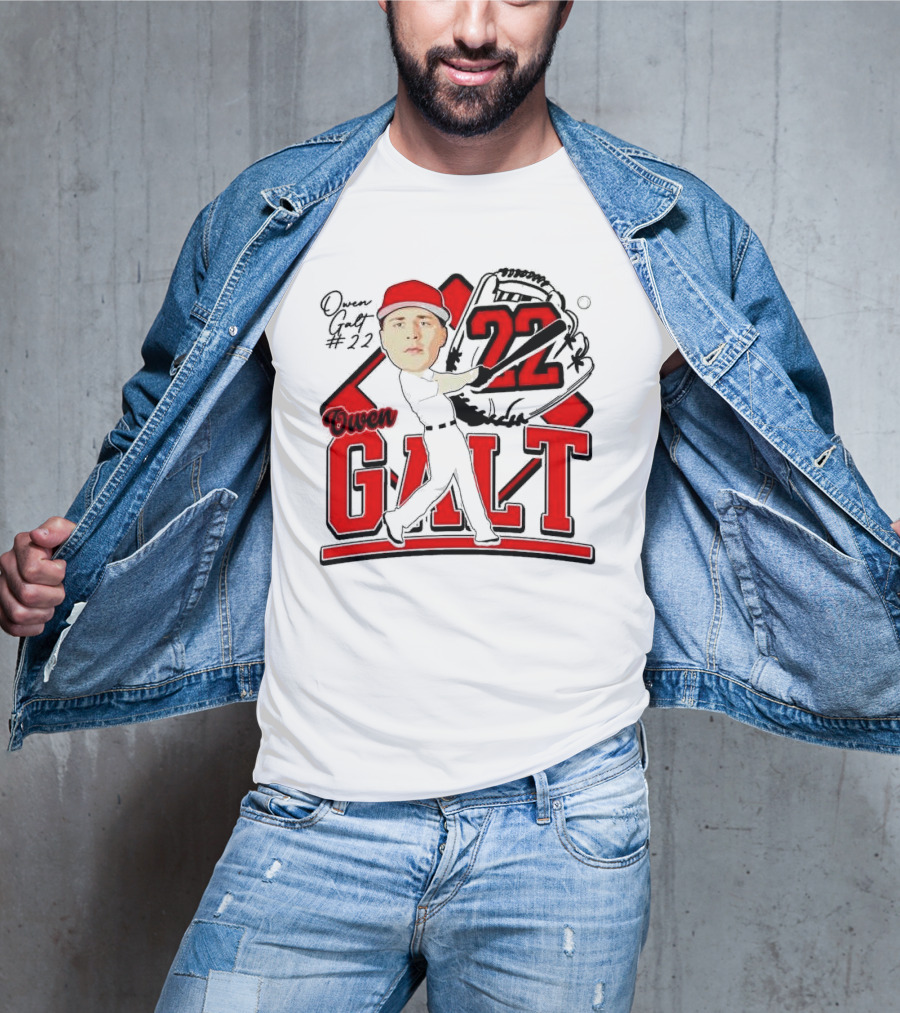 Owen Galt 22 Louisiana Ragin Cajuns Baseball Player Caricature T-Shirt