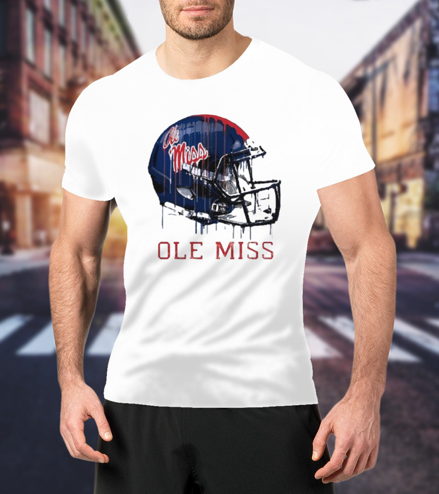 Ole Miss Dripping Football Helmet T-Shirt