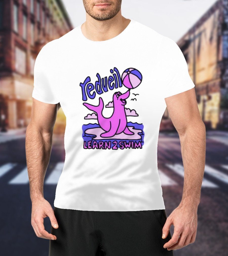 Redveil Learn 2 Swim Tour Spring Beachball Seal Design T-Shirt