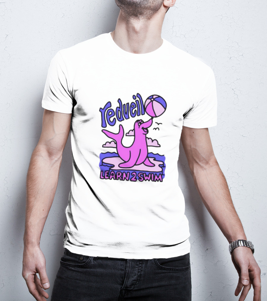 Redveil Learn 2 Swim Tour Spring Beachball Seal Design T-Shirt