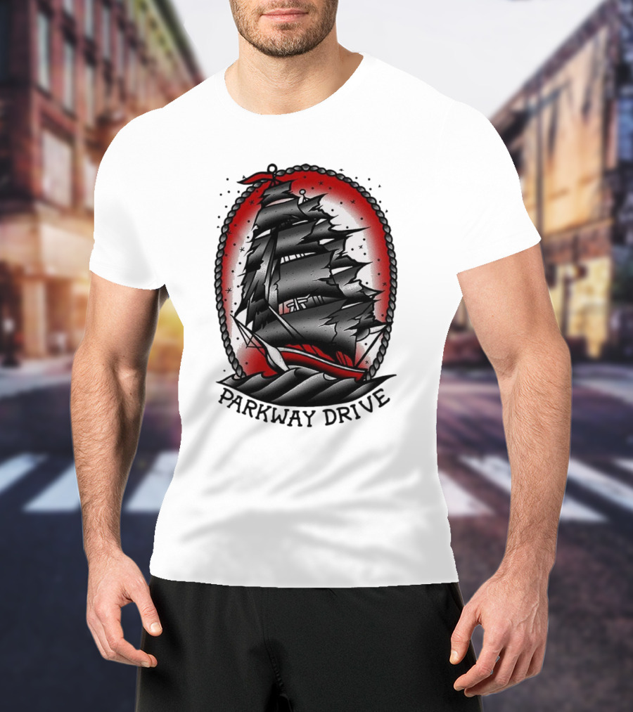 Parkway Drive Home Is For The Heartless Ship Ocean Tattoo Art Style T-Shirt