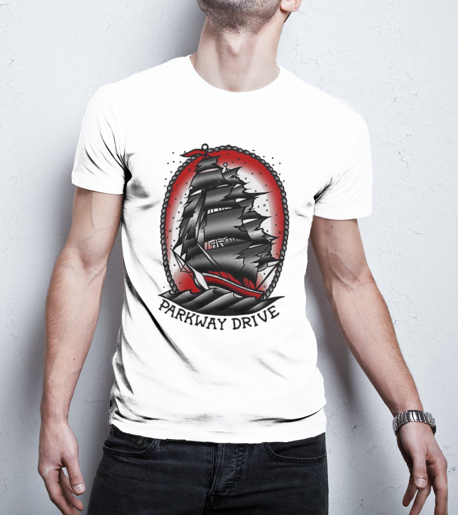 Parkway Drive Home Is For The Heartless Ship Ocean Tattoo Art Style T-Shirt