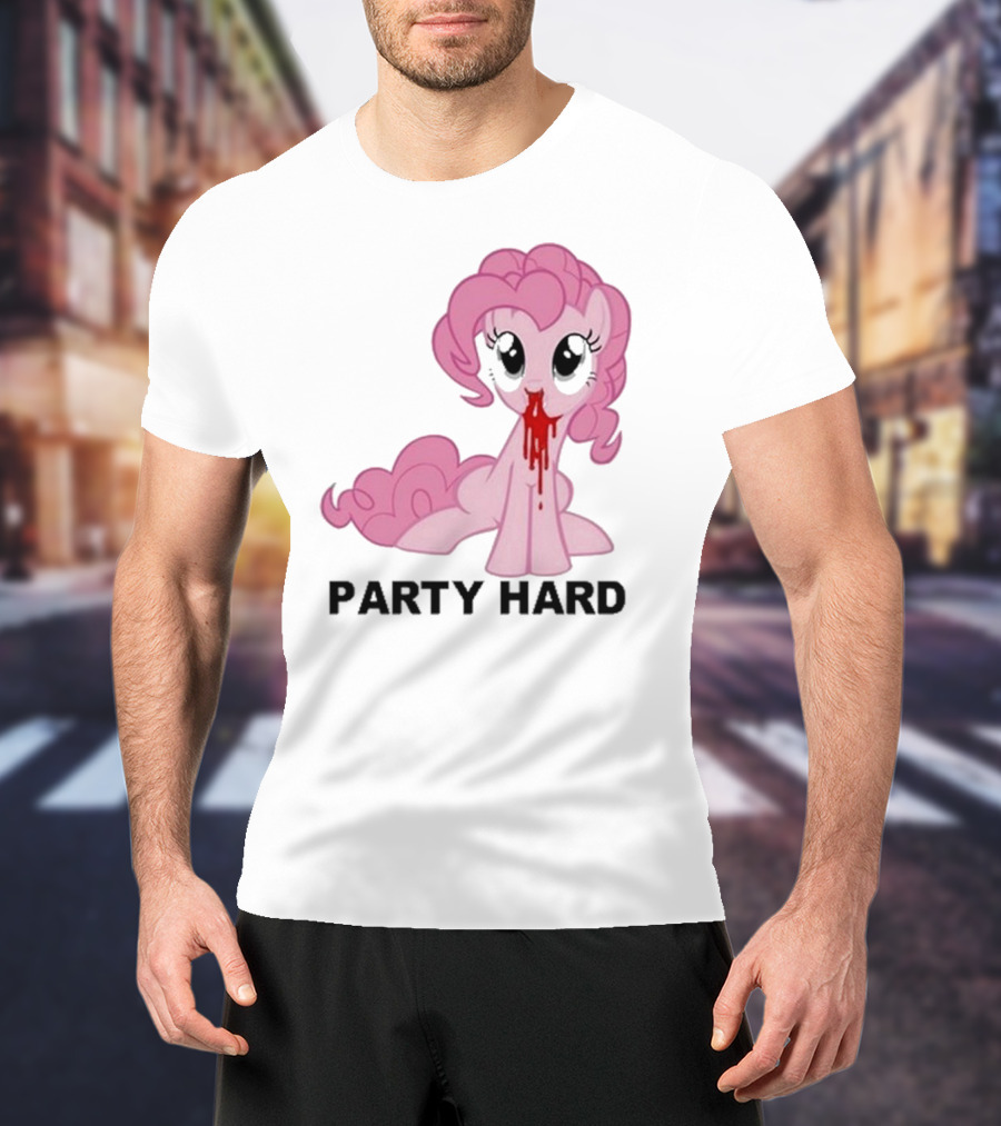 Party Hard Pony Creepy Pink Character Emo Aesthetic T-Shirt