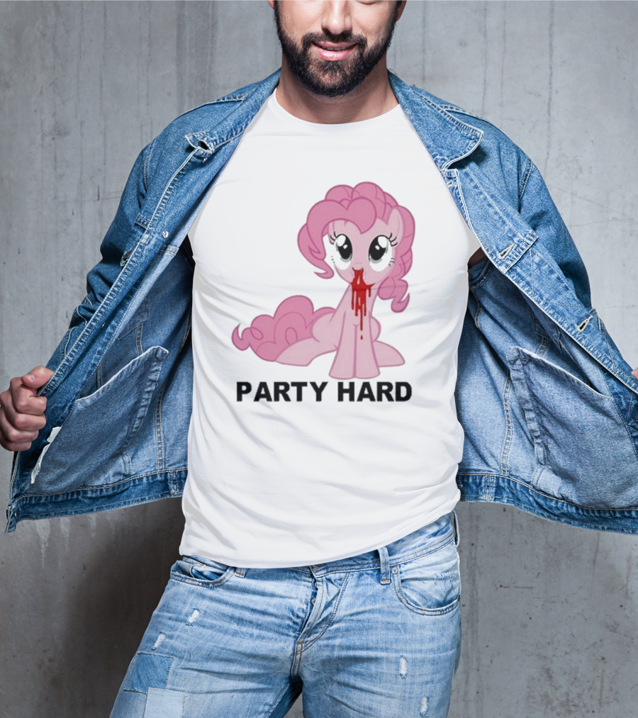 Party Hard Pony Creepy Pink Character Emo Aesthetic T-Shirt
