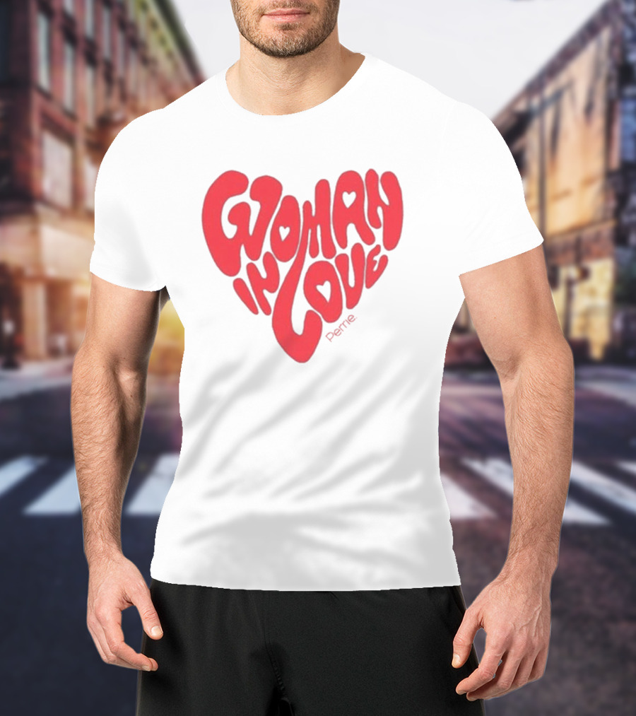 Perrie Woman In Love Heart-Shaped Typography T-Shirt