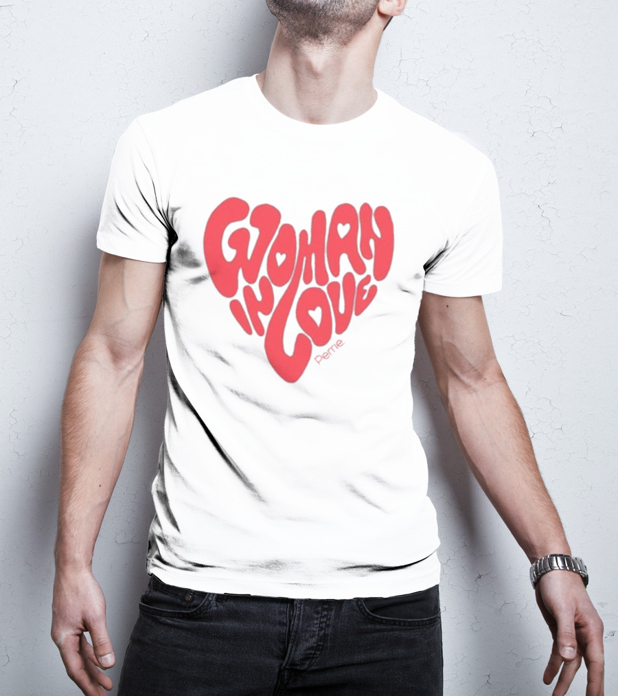 Perrie Woman In Love Heart-Shaped Typography T-Shirt