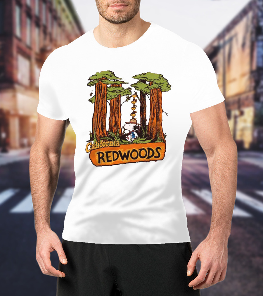 California Redwoods Snoopy Peanuts Camping Adventure T-Shirt