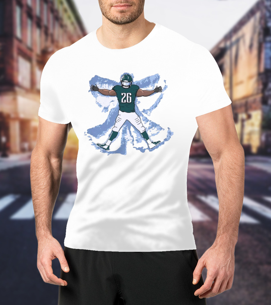 Philadelphia Eagles Philly Football Snow Angel Player 26 Green Uniform T-Shirt