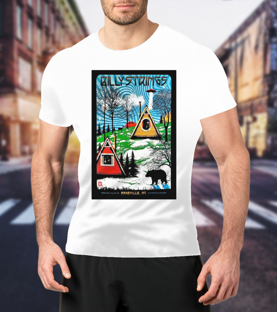 Billy Strings Feb 6-8 2025 ExploreAsheville.com Arena NC Cabin UFO Bear Forest T-Shirt