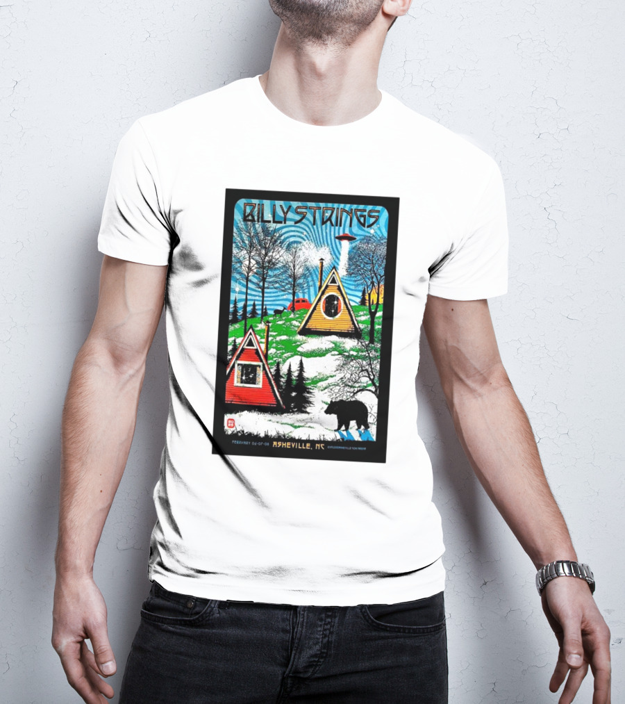 Billy Strings Feb 6-8 2025 ExploreAsheville.com Arena NC Cabin UFO Bear Forest T-Shirt
