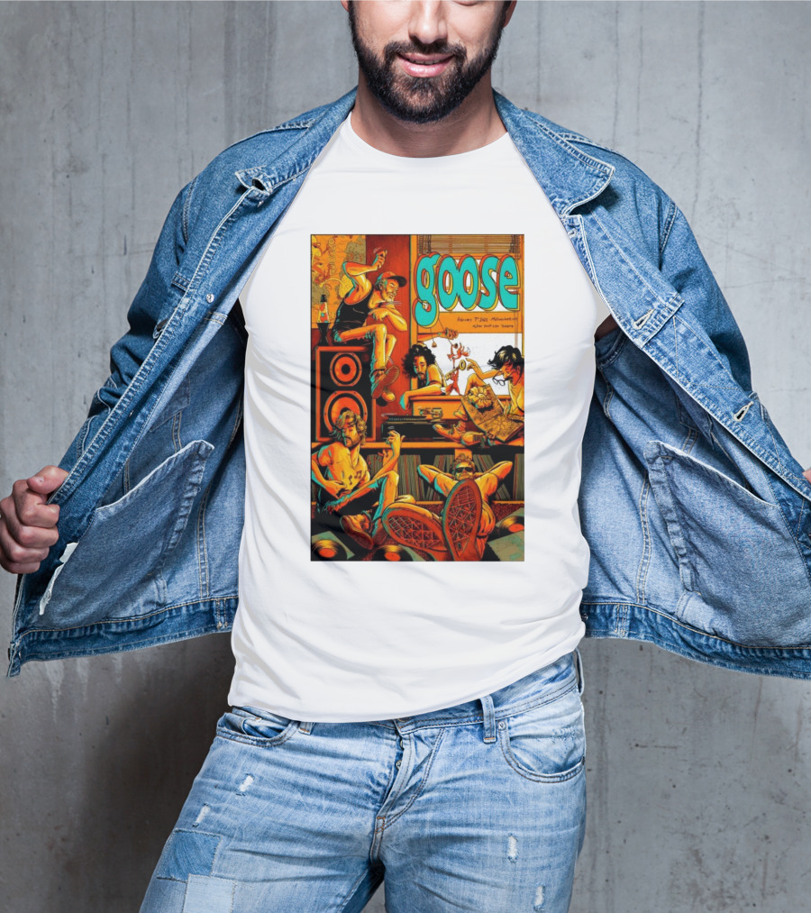 Goose The Band February 7 2025 Milwaukee WI Miller High Life Theatre Tour With Musicians And Vinyl Records T-Shirt