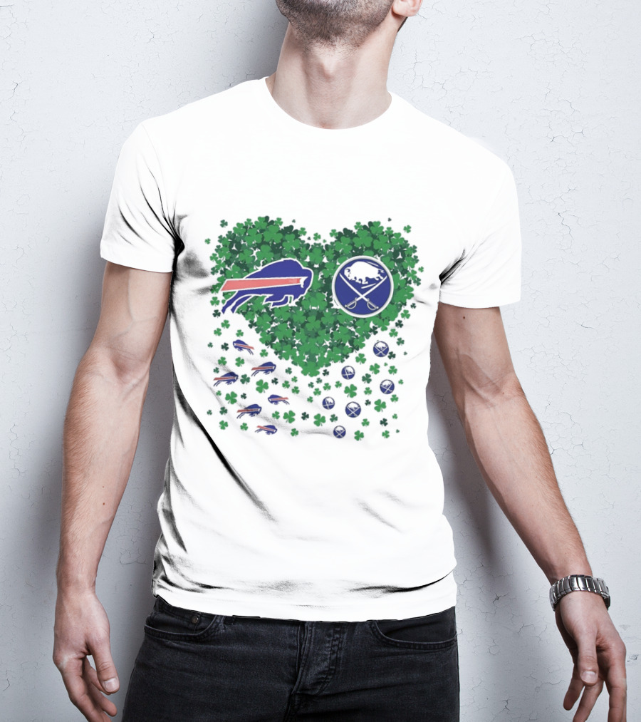 Buffalo Bills Heart Shamrock With Buffalo Hockey Symbol T-Shirt