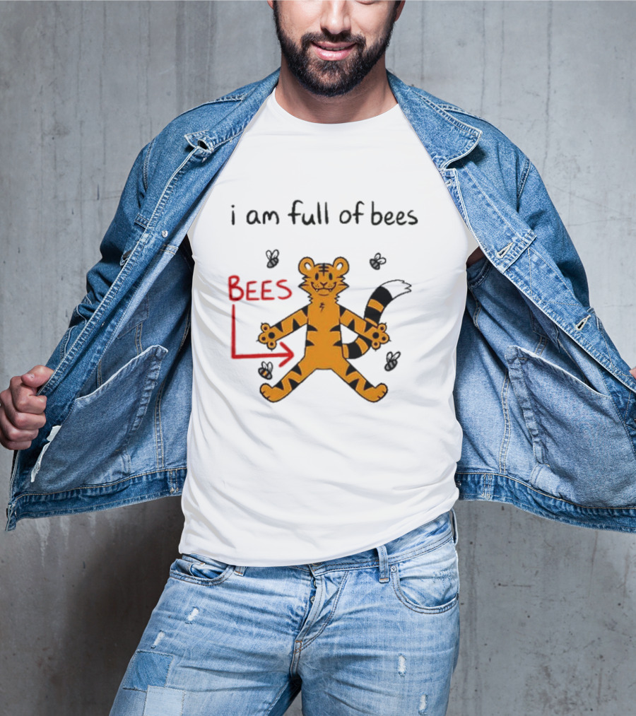 Prism Paws Tiger Bees Humor Graphic T-Shirt