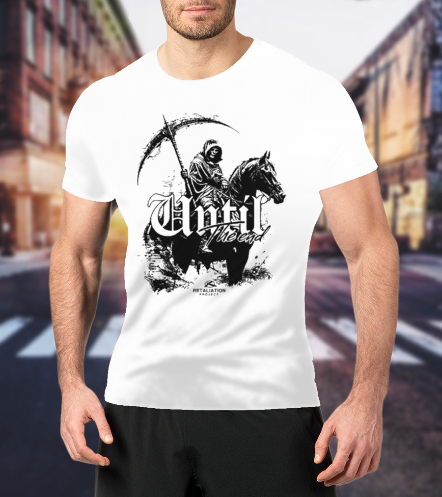 Retaliation Project Until The End Eternal Distressed Skull Design T-Shirt