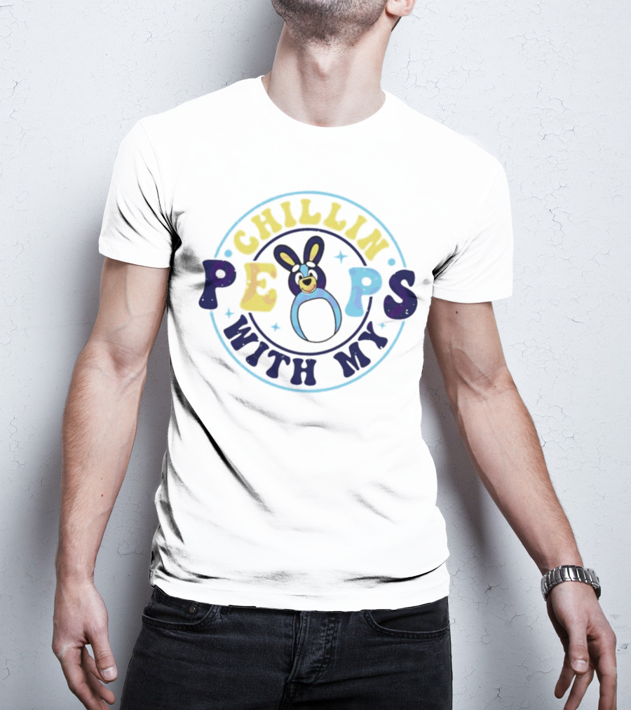 Chillin With My Peeps Bluey Easter Bunny Retro T-Shirt