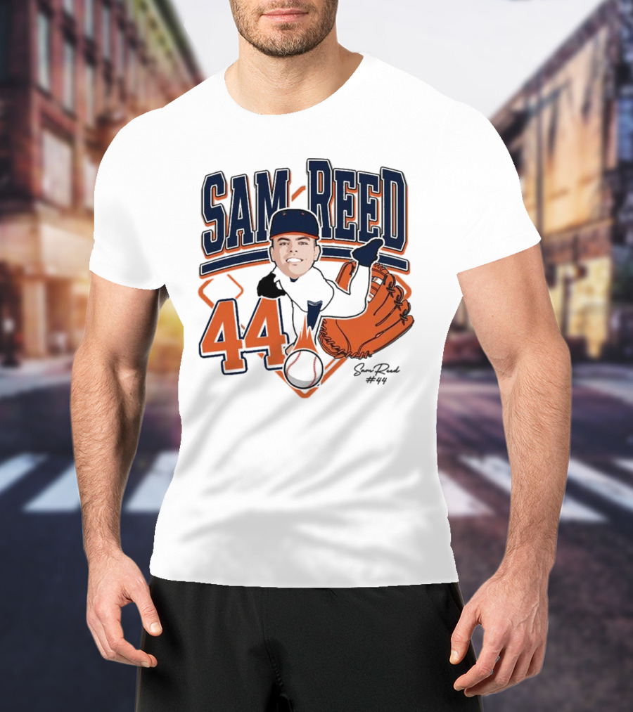 Sam Reed 44 Baseball Glove And Bat Graphic 2025 T-Shirt