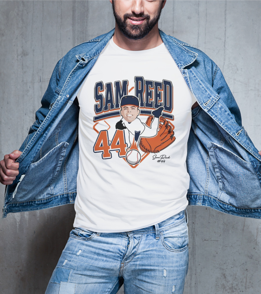 Sam Reed 44 Baseball Glove And Bat Graphic 2025 T-Shirt