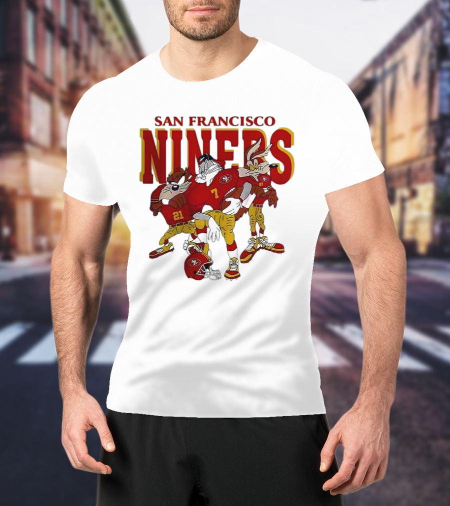 San Francisco 49ers Looney Tunes Cartoon Characters In Team Uniforms T-Shirt