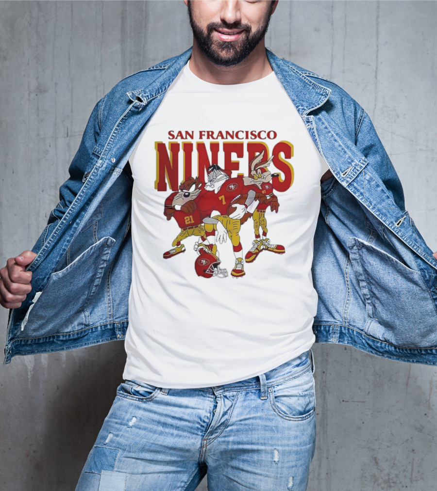 San Francisco 49ers Looney Tunes Cartoon Characters In Team Uniforms T-Shirt