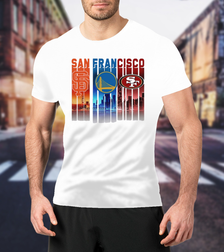 San Francisco Giants Warriors 49ers Cityscape Skyline T-Shirt