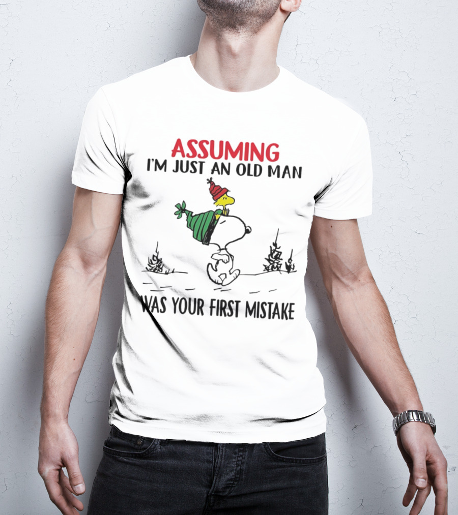 Assuming I'm Just An Old Man Snoopy And Woodstock Christmas Theme T-Shirt