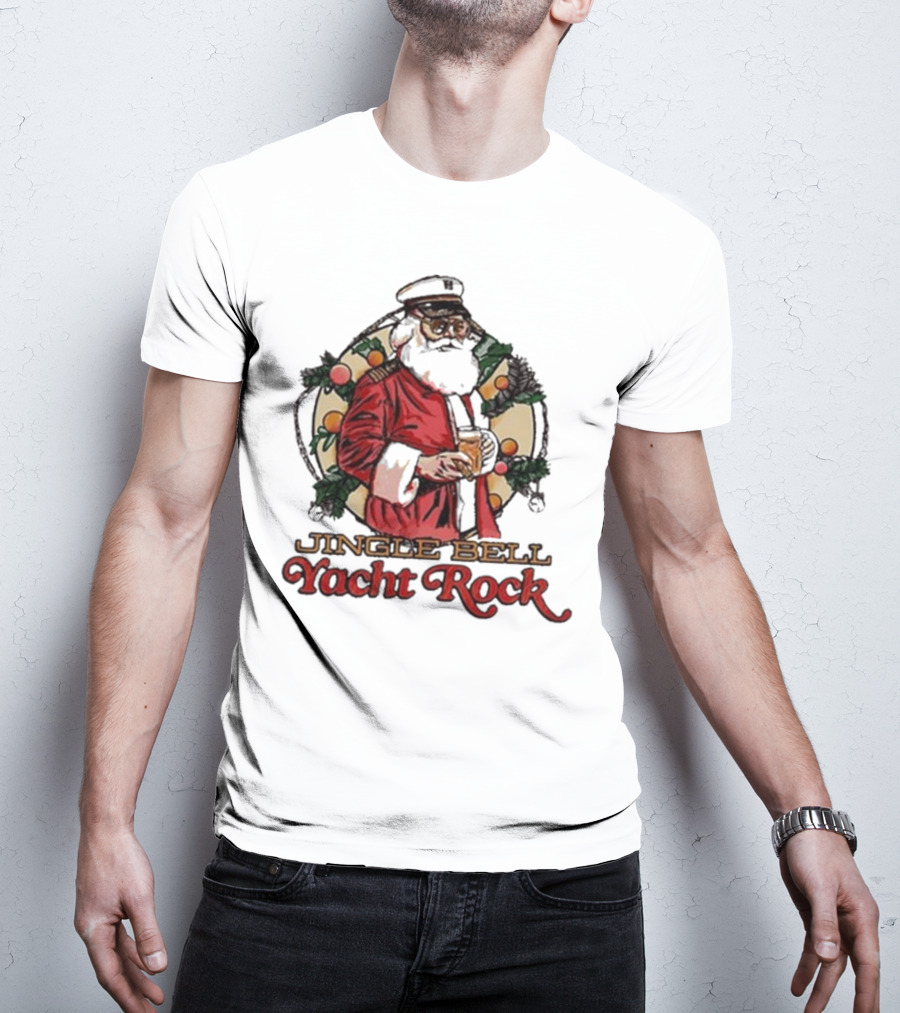 Jingle Bell Yacht Rock Christmas Captain Santa T-Shirt