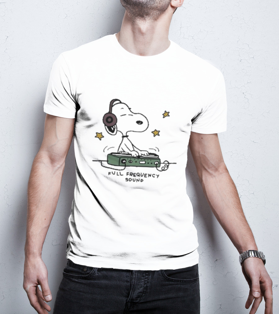 Snoopy Full Frequency Sound With Stars And Audio Equipment T-Shirt