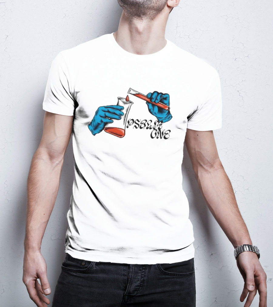 Science Of Psalm Blue Hands With Red Test Tube And Droplet T-Shirt