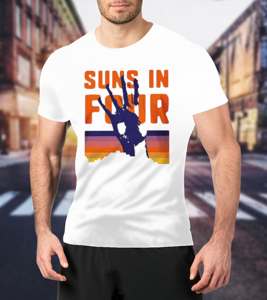 Suns In Four Handprint Orange And Purple Stripes T-Shirt