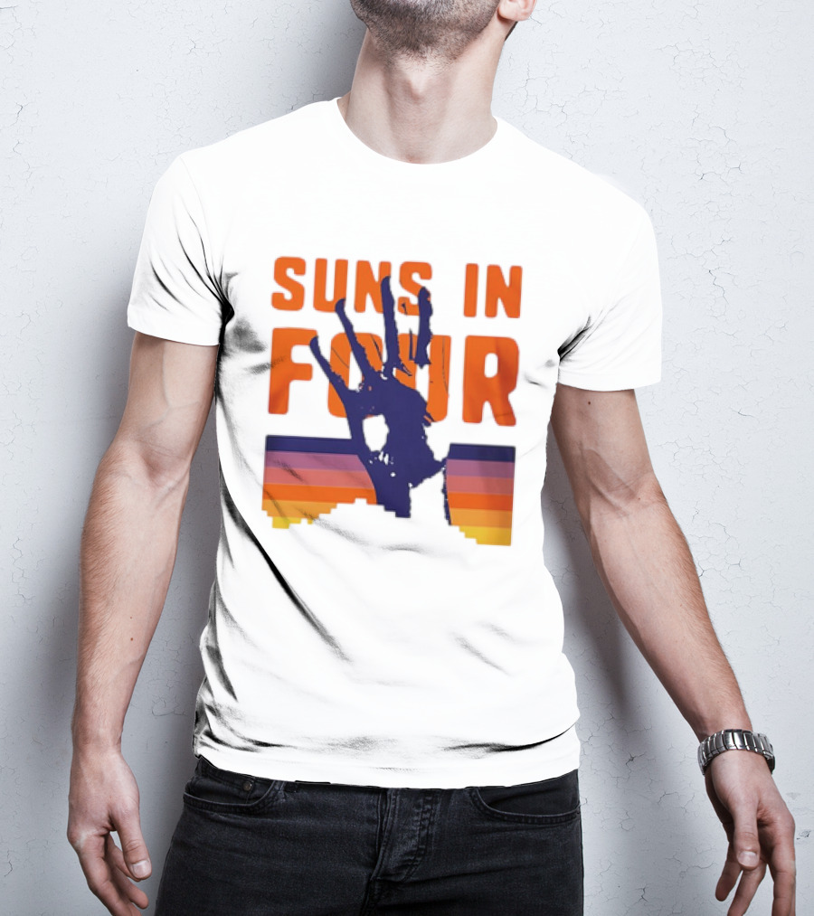 Suns In Four Handprint Orange And Purple Stripes T-Shirt