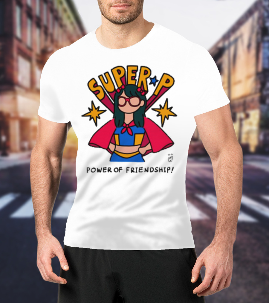 Super P Pastel Superhero Cartoon Character Friendship T-Shirt