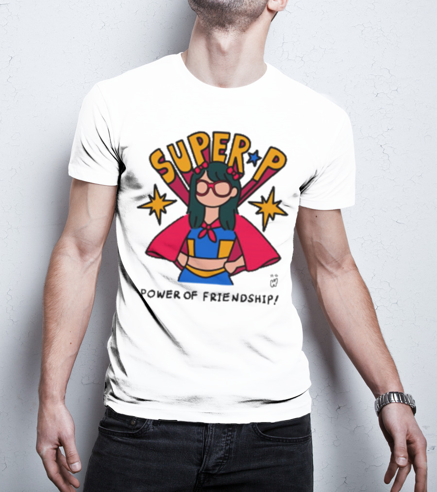 Super P Pastel Superhero Cartoon Character Friendship T-Shirt