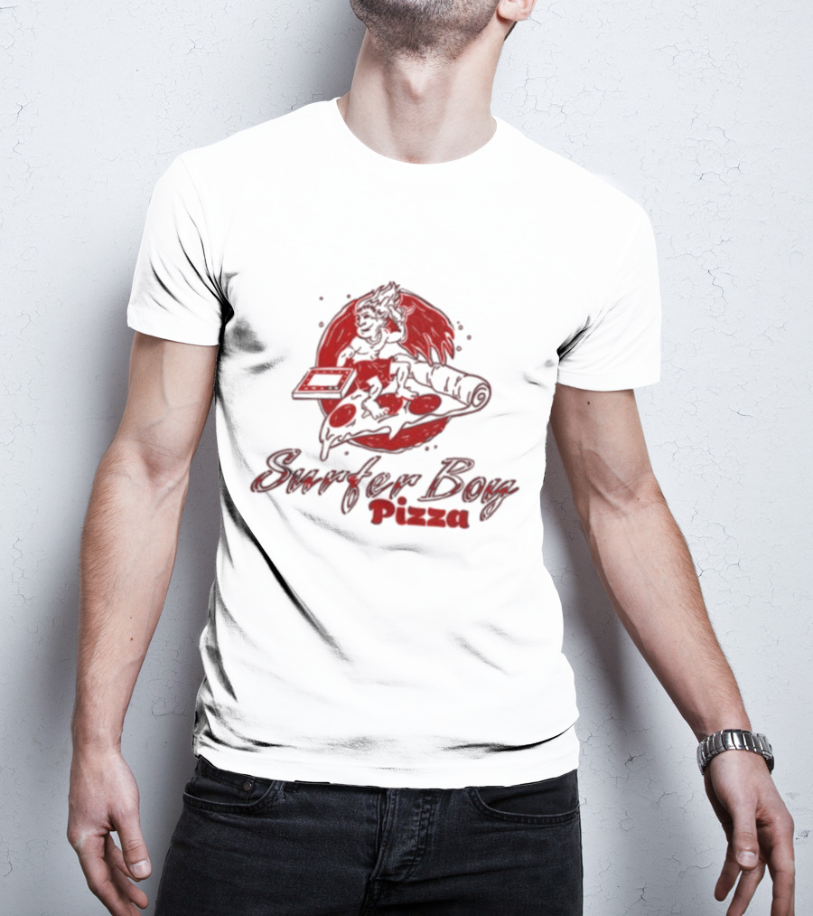 Surfer Boy Pizza Wave And Slice Graphic T-Shirt