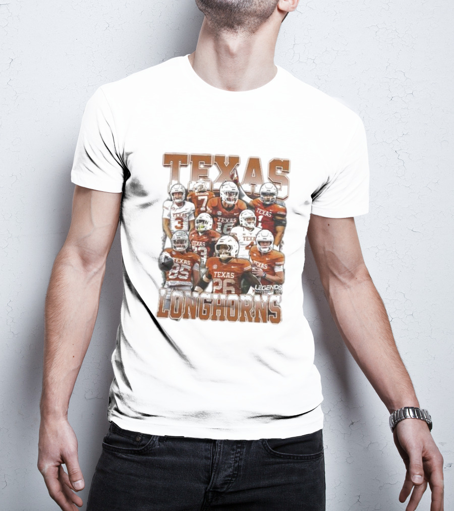 Texas Longhorns Football Legends Heavy Weight Team Players T-Shirt