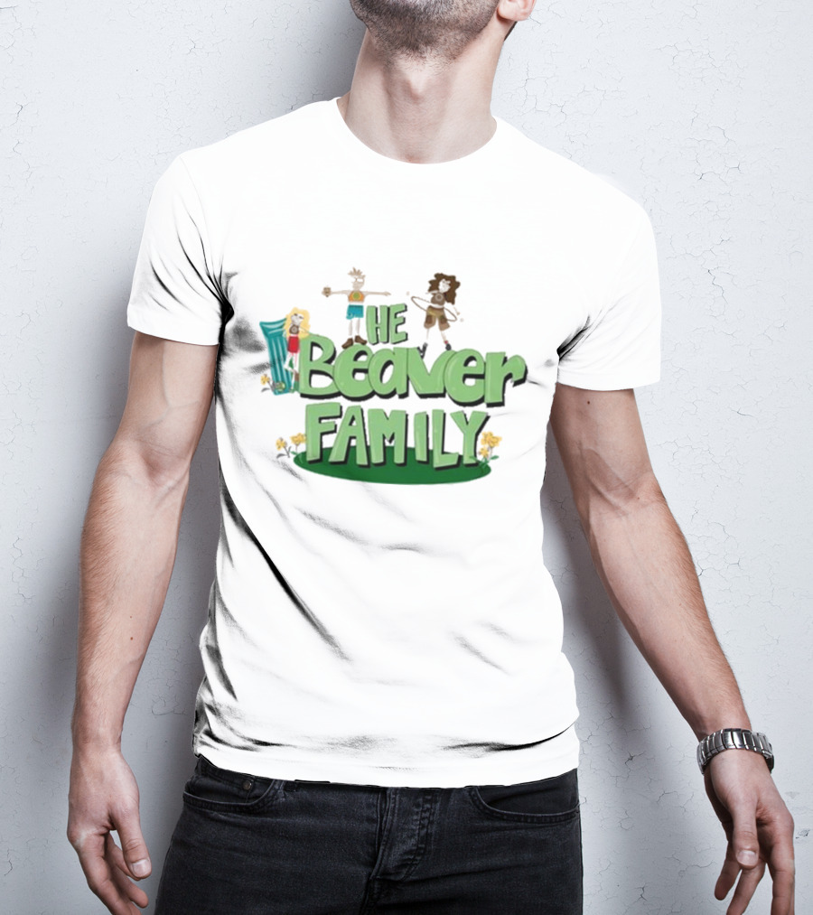 The Beaver Family Characters And Text T-Shirt