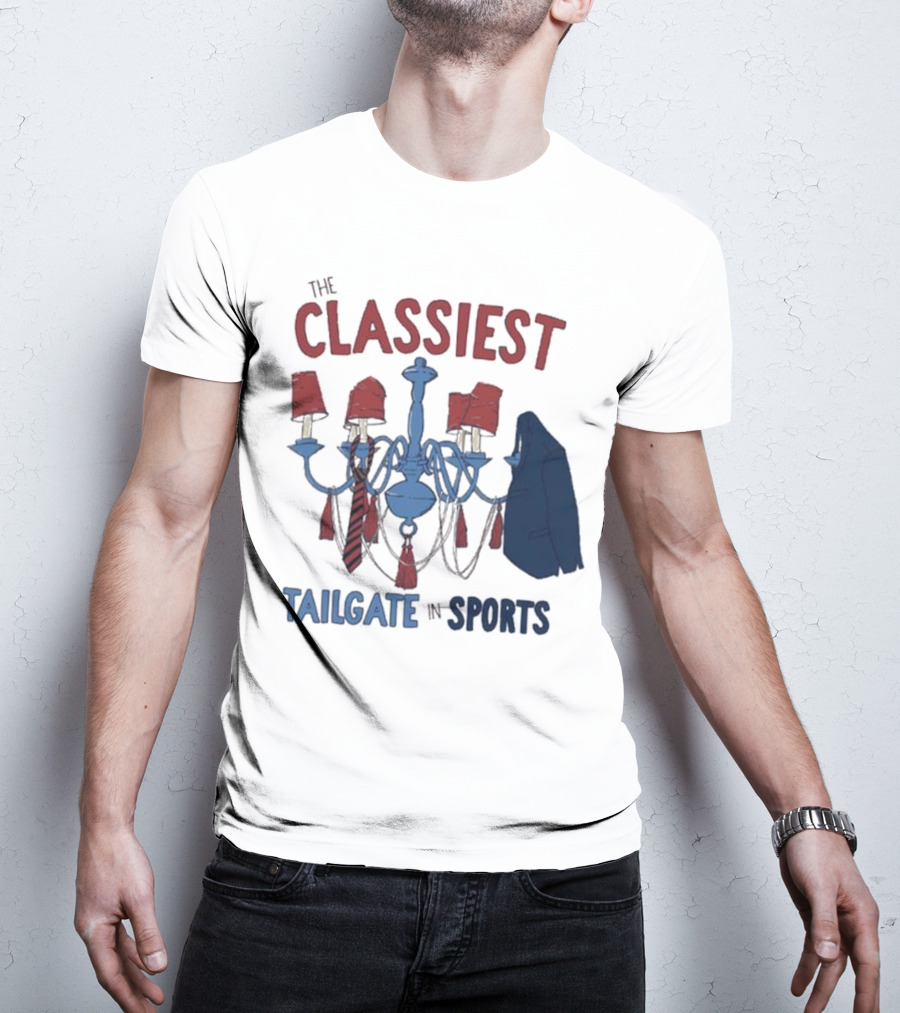 The Classiest Tailgate In Sports Chandelier Suit Tie Red Blue T-Shirt