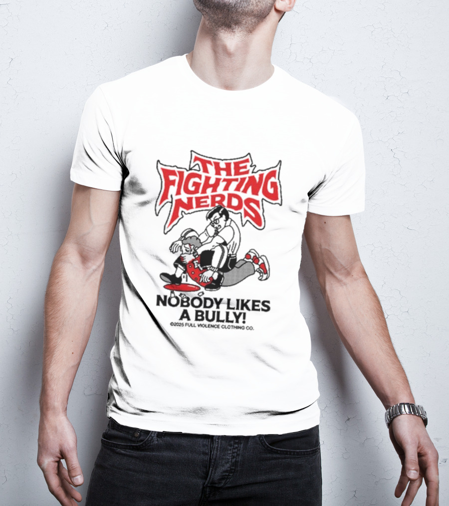 The Fighting Nerds Nobody Likes A Bully Cartoon Robot Battle T-Shirt