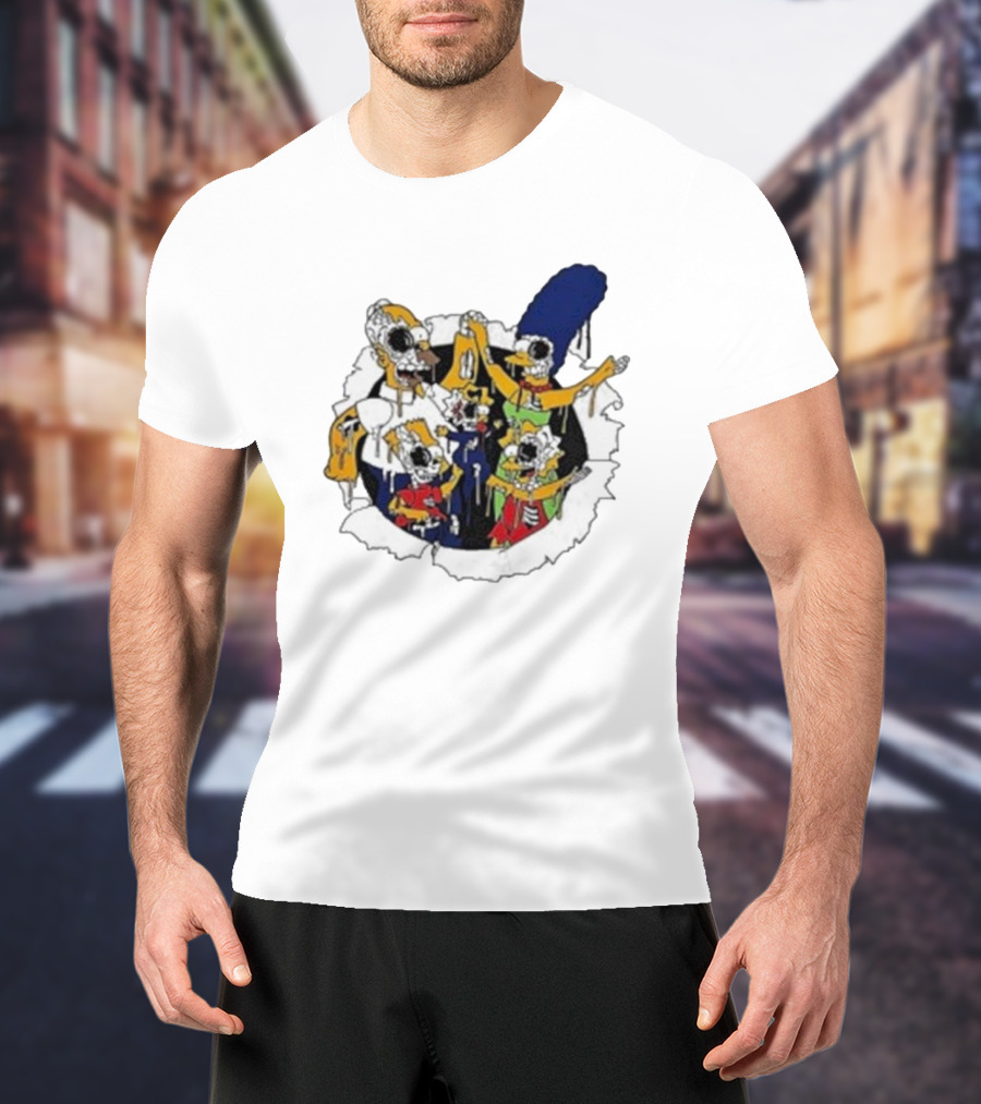 Zombie Family Simpsons Characters Dripping Melting Style T-Shirt