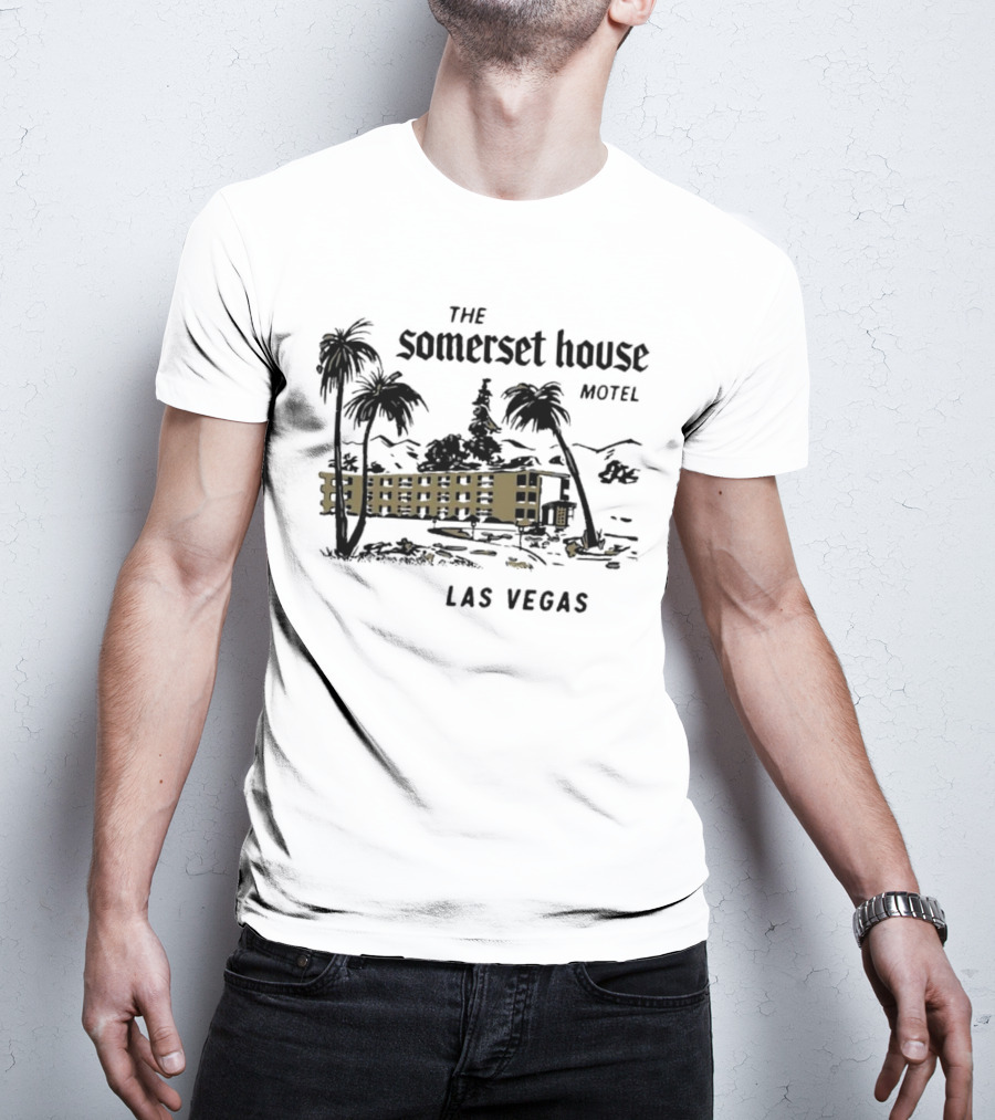The Somerset House Motel Vintage Las Vegas Retro Style Building Outline T-Shirt