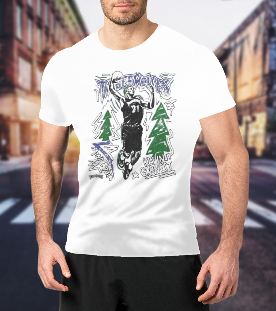 Minnesota Timberwolves Hardwood Kevin Garnett 21 Basketball Legend T-Shirt